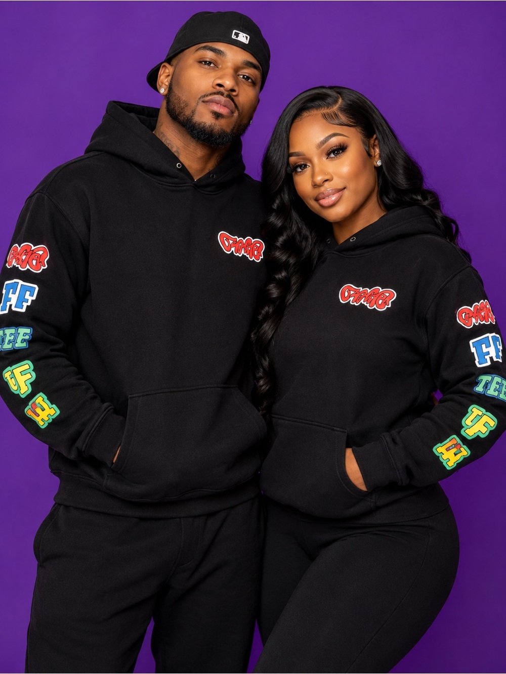 Black Graphic Logo Hoodie - Men Sweaters